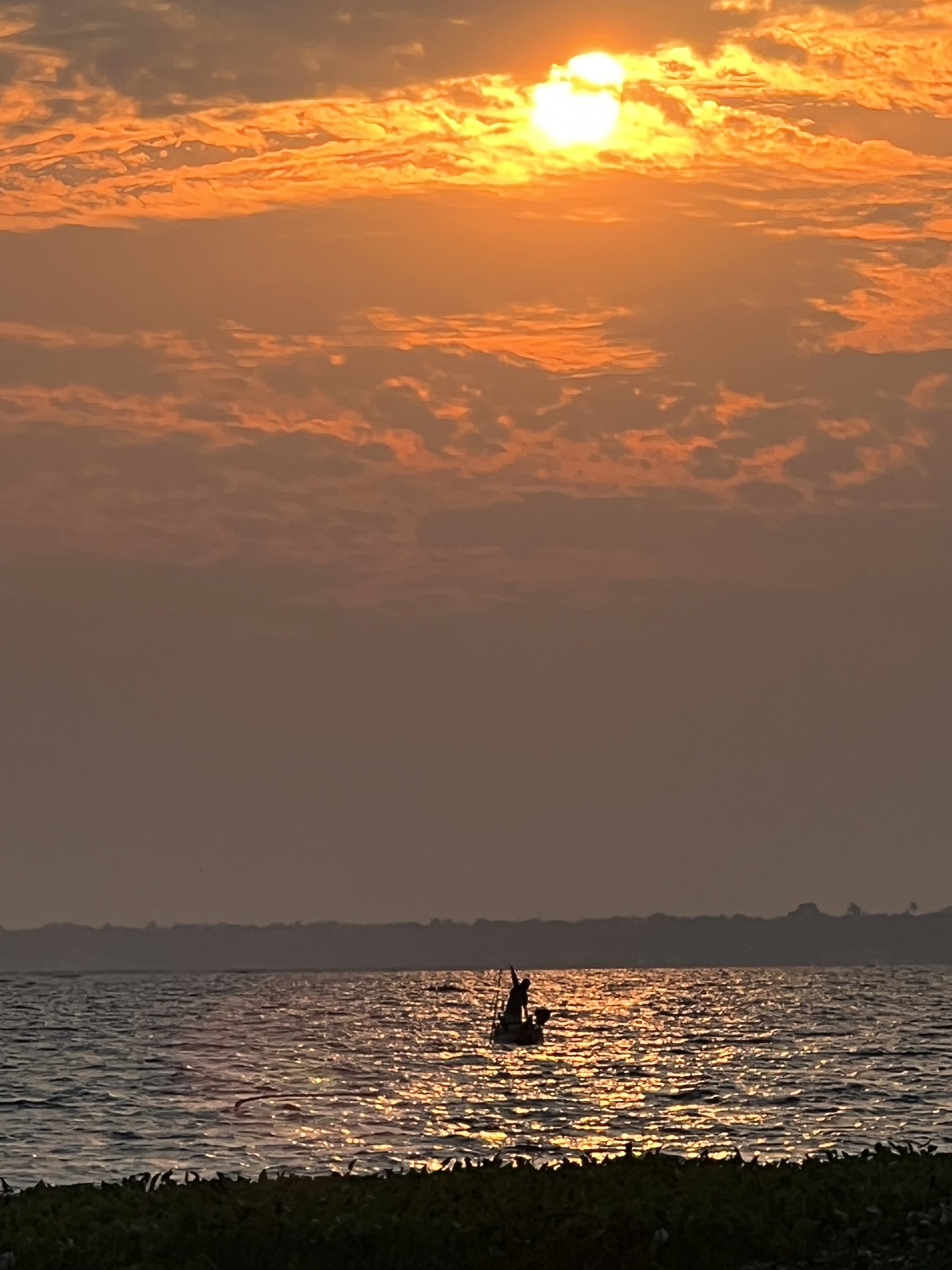 Sun setting on the sea