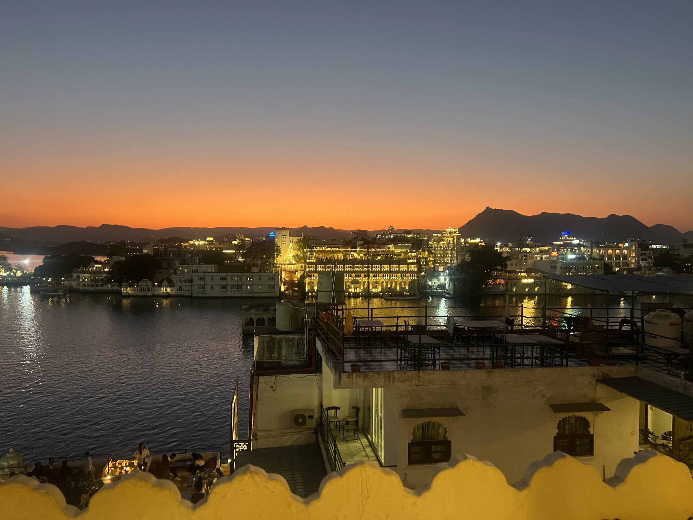 Udaipur City Palace at dusk