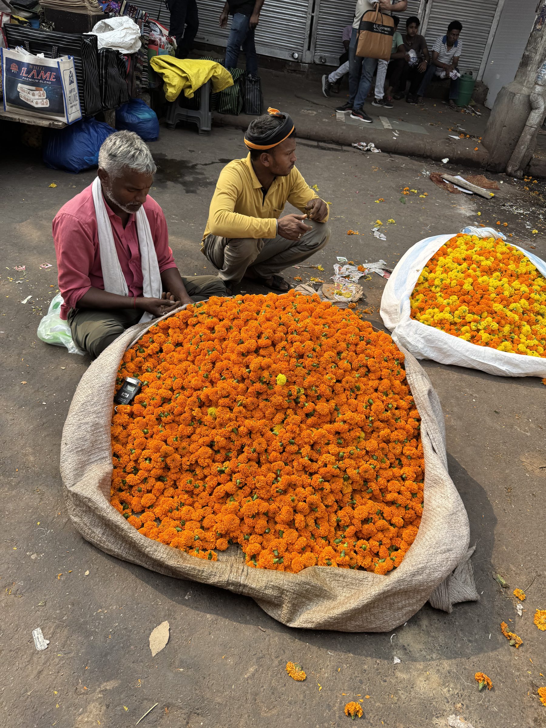 Marigold flowers at market