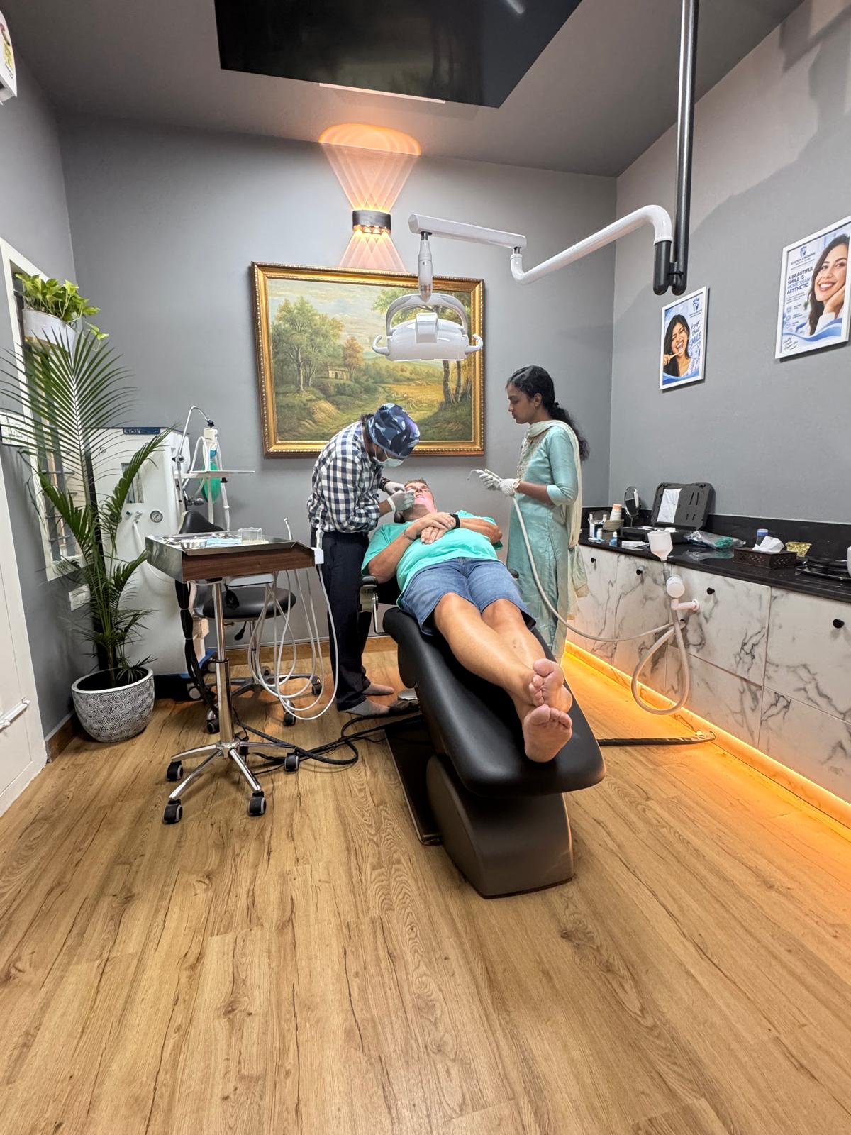 Matt in the dentist's chair in Kochi