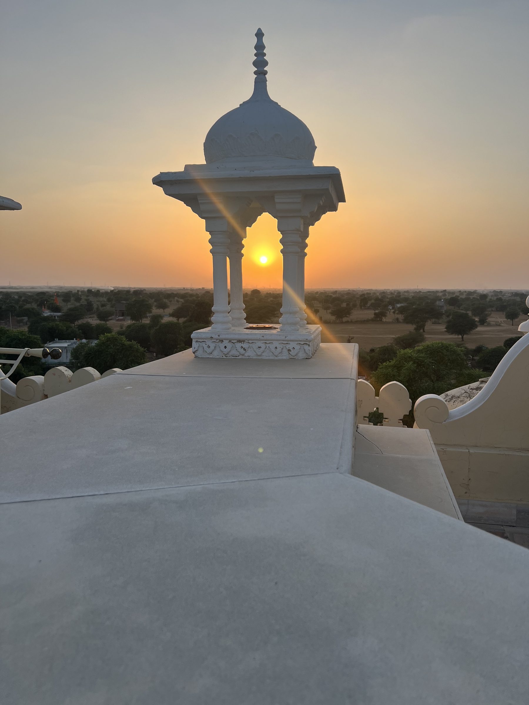 Temple silhouette at sunset