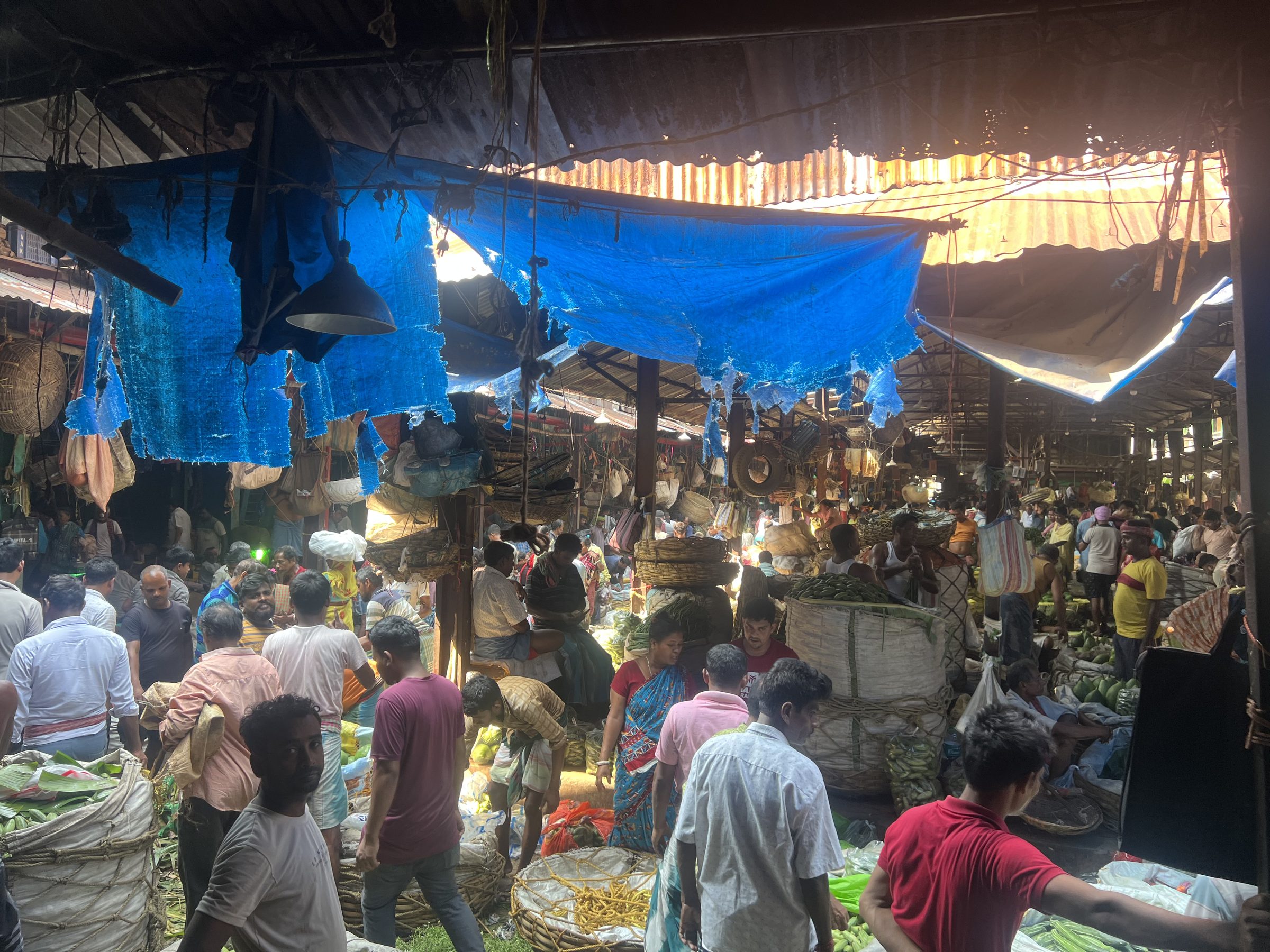 Bustling market interior